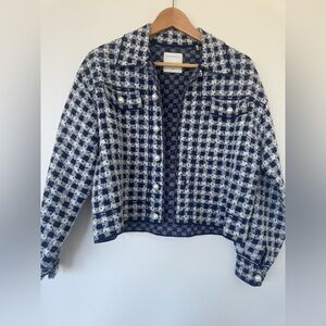 Sandro Wool Blend Cardigan/ Jacket: Pearl and Sequin Detail